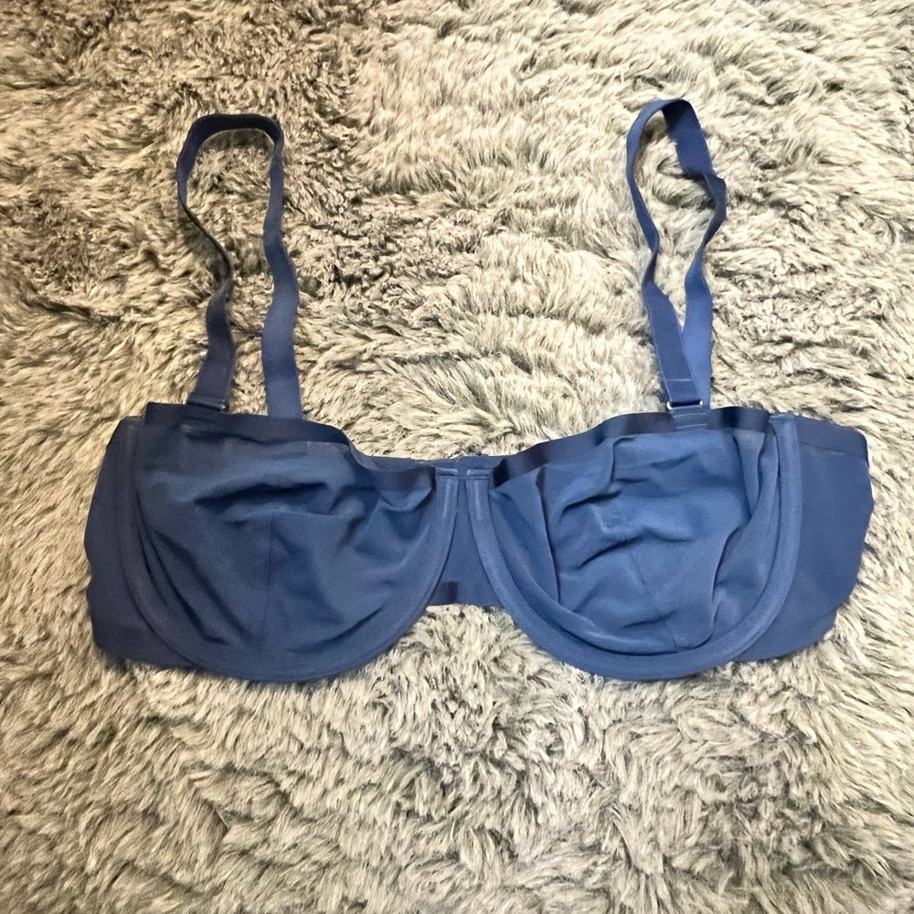 CUUP The Balconette Bra 36D Sheer Mesh Dark Blue - Picture 2 of 4